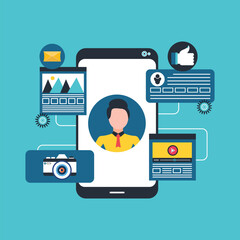 Smartphone screen. Concept of app development and Ui ux design. Designing interface for apps
