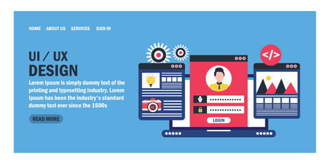  Ui Ux design concept in flat style