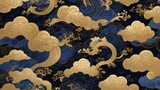 Seamless pattern with clouds in oriental chinese, japanese style. Vector illustration.