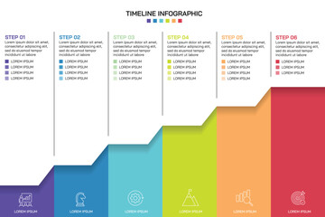 Wall Mural - steps business data visualization timeline process infographic template design with icons