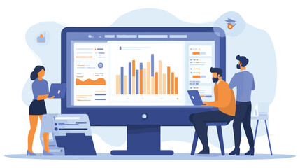 vector cartoon business data analys