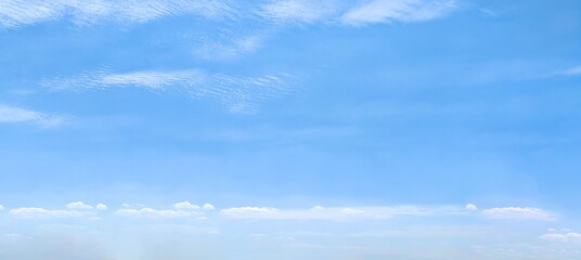 Wall Mural - clear scene of blue sky and gentle clouds. several wispy white clouds floating in different shapes a