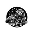 © Md - A stylized seal with ornate patterns rests on waves