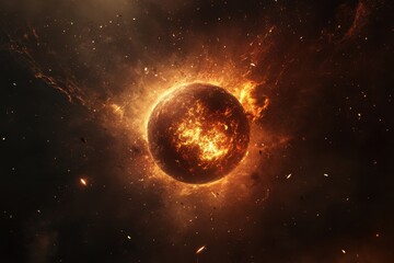 Wall Mural - nebula background with a glowing celestial body radiating intense heat and light in deep space, nebu