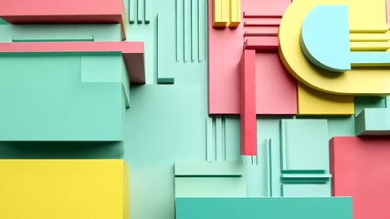 A Playful Symphony: Abstract Composition of Geometric Shapes in Pastel Hues