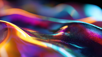 Wall Mural - abstract color wave: a vibrant and mesmerizing close-up captures the dance of light across an abstra
