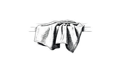 Wall Mural - hand-drawn illustration of a draped cloth hanging on a line. vector retro hand drawn illustration
