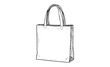 © Mr. Stocker - Hand drawn sketch of a reusable tote bag with handles on a white background. Vector retro hand drawn illustration