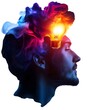 © fauzan - Illuminated Mind: A Man's Profile with Glowing Lightbulb and Col