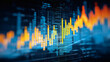 © VicPhoto - Gráfico financiero digital con barras de crecimiento en entorno tecnológico