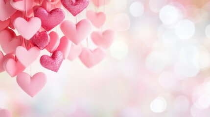 Wall Mural - love's embrace: a romantic display of pastel-colored hearts cascade gently, creating a dreamy backdr
