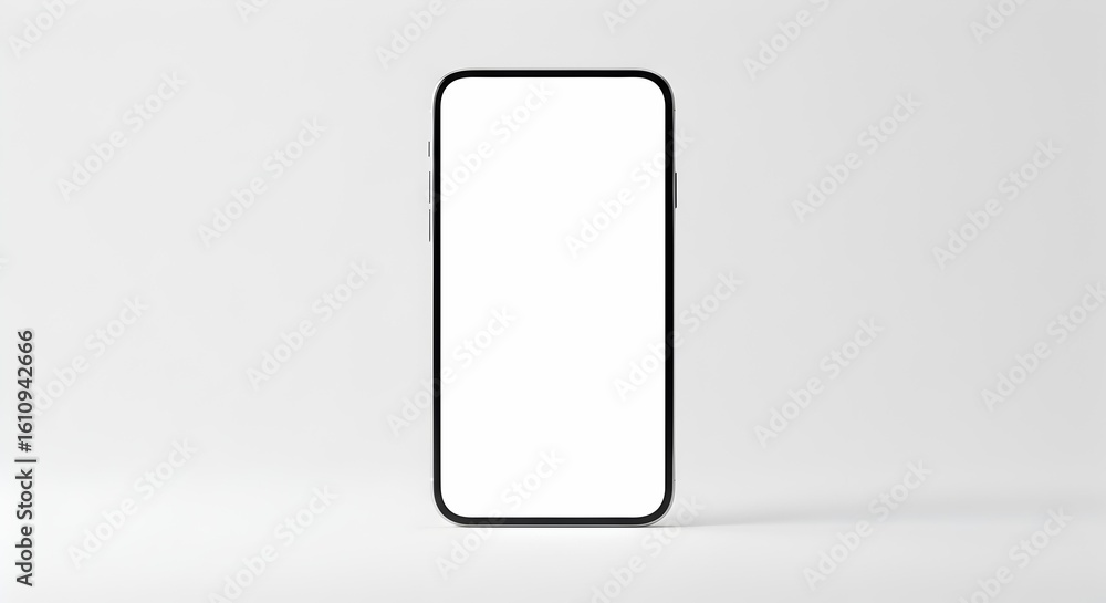 Modern smartphone mockup with blank white screen on a clean white ...