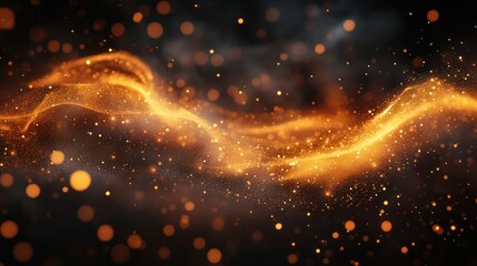 Wall Mural - abstract fire-like particles flowing over dark background