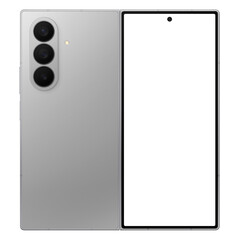 Wall Mural - photo of foldable smartphone similar to android device without background. silver shadow color. temp