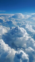 Wall Mural - aerial view cumulus clouds, azure sky, cloudscape, meteorology, blue sky, sunny day