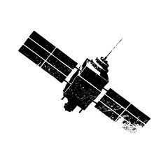Wall Mural - vector detailed black silhouette of a space station with solar panels.