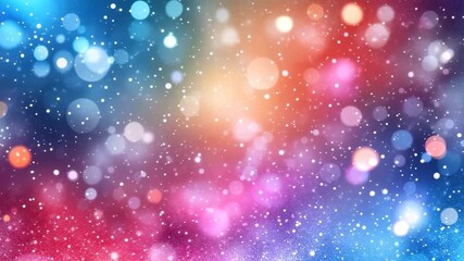 Wall Mural - colorful bokeh light glowing particles create festive magical atmosphere blending blue red pink hues