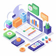 © NAHID'S GALLARY - Isometric business analytics and data visualization elements isolated on white background