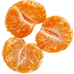 Wall Mural - Sliced Mandarin Oranges Displayed on a White Background