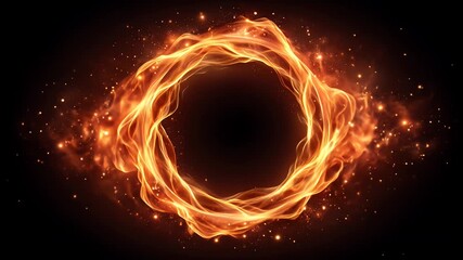 Wall Mural - fiery ring of flame with sparks