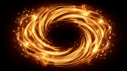 Wall Mural - abstract golden flame whirlpool on a black background