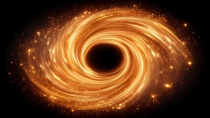 Wall Mural - Abstract illustration of an energy swirl with glowing golden particles in space