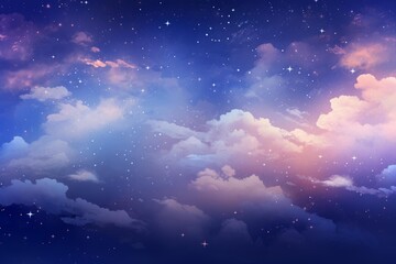Wall Mural - beautiful dreamy cloudscape with many stars creating a magical and romantic atmosphere