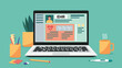 © ST.art - Electronic health record on laptop screen with patient profile and office equipment, vector flat illustration