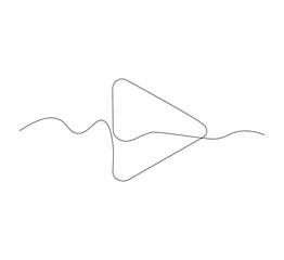 One line background play button. One continuous line drawing of play button.white background Vector illustration. Play button line icon