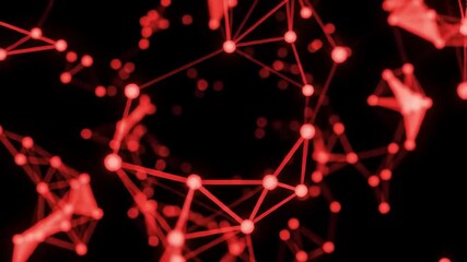 Abstract network of glowing red points and lines