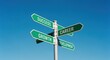 © Aryazu - Crossroads of Ambition: Signpost Points to Success, Career, Growth, and Development Under Clear Blue Sky