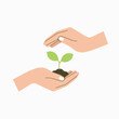 © Citoy - Hands Holding a Growing Plant – Eco Sustainability Concept Vector Illustration