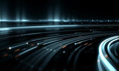 Wall Mural - Abstract futuristic glowing lines background animation technology design motion art