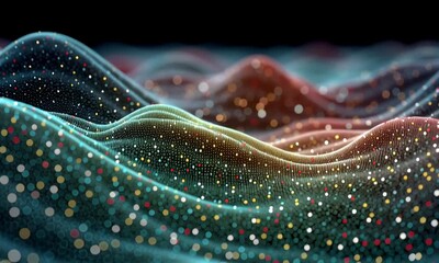 Wall Mural - Abstract data visualization waves digital technology background design concept