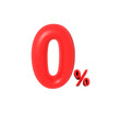 © abu - red percent symbol, 3d  0% percen smble vector illustration