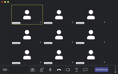Wall Mural - multiple users connected in an online meeting format