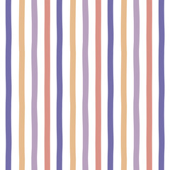 Wall Mural - Halloween striped fabric texture.Seamless stripe pattern in purple and orange.Hand drawn vertical stripes lines abstract repeat pattern vector illustration background wallpaper for fabric and prints.