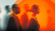 © Art of Ngu - Conceptual Image of Business People in Motion with Abstract Orange Gradient and Modern Style