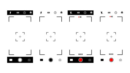 camera interface in phone screen. photo, video ui in cellphone. app for record from mobile cam. smar