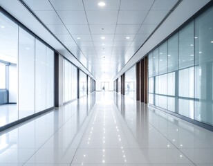  Empty modern office hallway