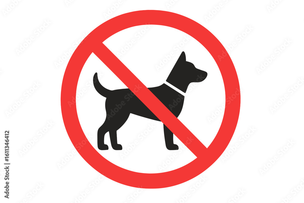 Prohibition sign no dogs allowed symbol, red circle slash warning icon ...