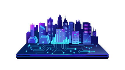 Explore digital city skyline vector illustration for modern technology and urban development concepts design