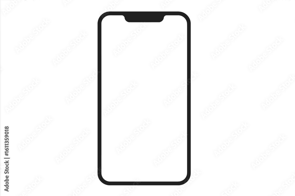 Mobile phone mockup vector template. Smartphone device frame outline ...