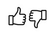 © AIStock - Thumbs up and thumbs down icon set. Like dislike hand gesture symbols for approval, rejection, rating, review, feedback. Outline vector pictogram isolated on transparent background.