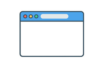 Wall Mural - minimalist blank web browser window mockup with address bar, red yellow green control buttons, blue 