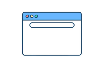 Wall Mural - minimal flat browser window mockup with blue title bar, buttons and empty address field, blank webpa