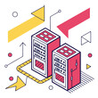 © attar - Isometric Illustration of Two Red Servers Connected by Network Cable