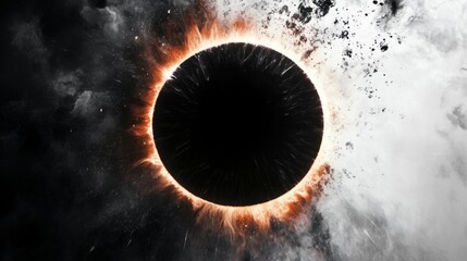 Wall Mural - The end of the world is nigh as the sun gets swallowed by a massive black hole in this dramatic space scene.