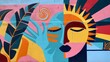 © nataliia_ptashka - The image depicts a vibrant and stylized scene with a figure holding a spiraling sun