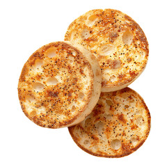 Wall Mural - Golden Toasted English Muffins with Visible Holes and Crispy Texture